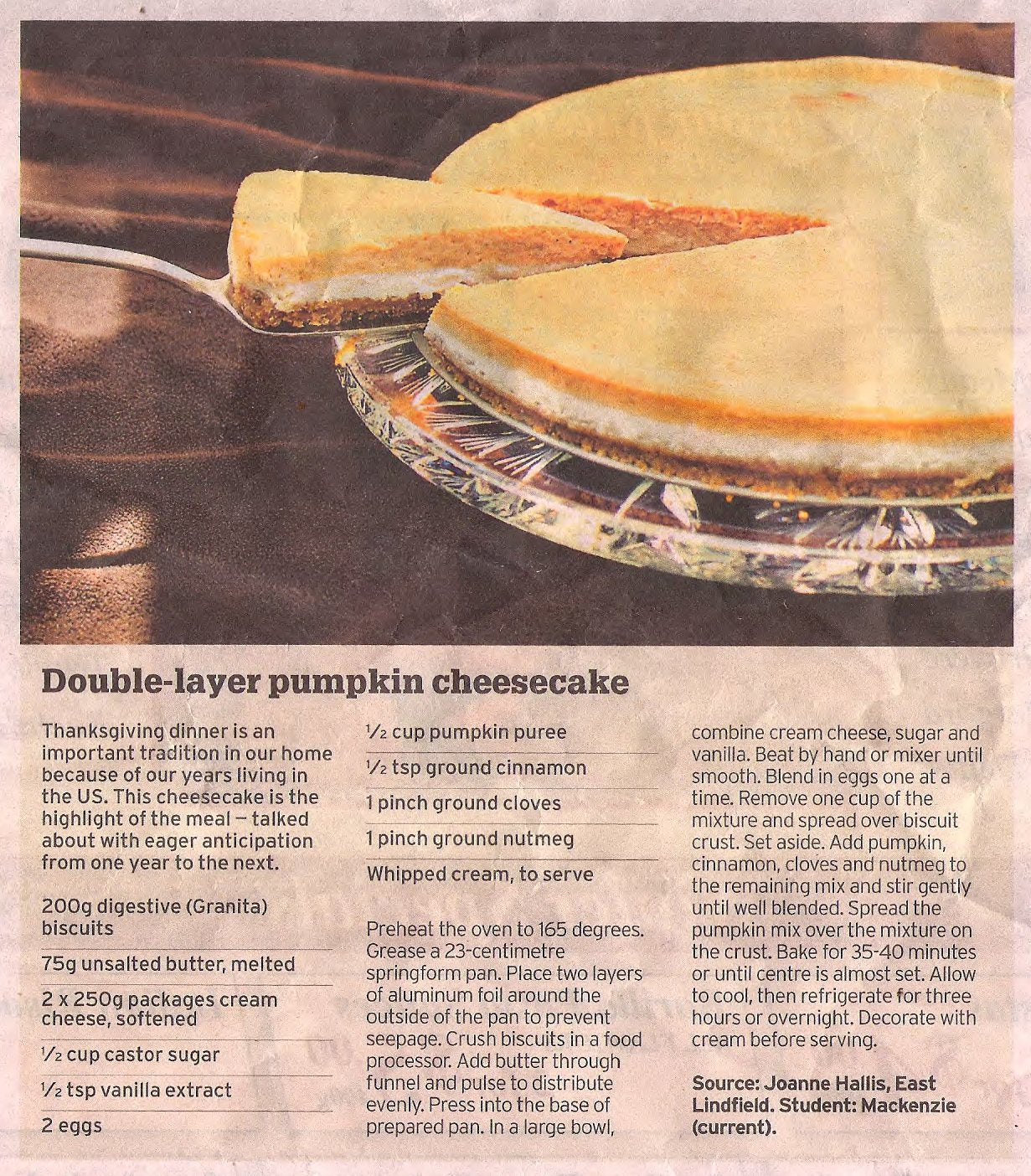 Double-layer pumpkin cheesecake