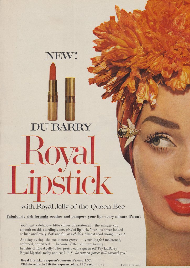 DuBarry Royal Lipstick ad - 1958