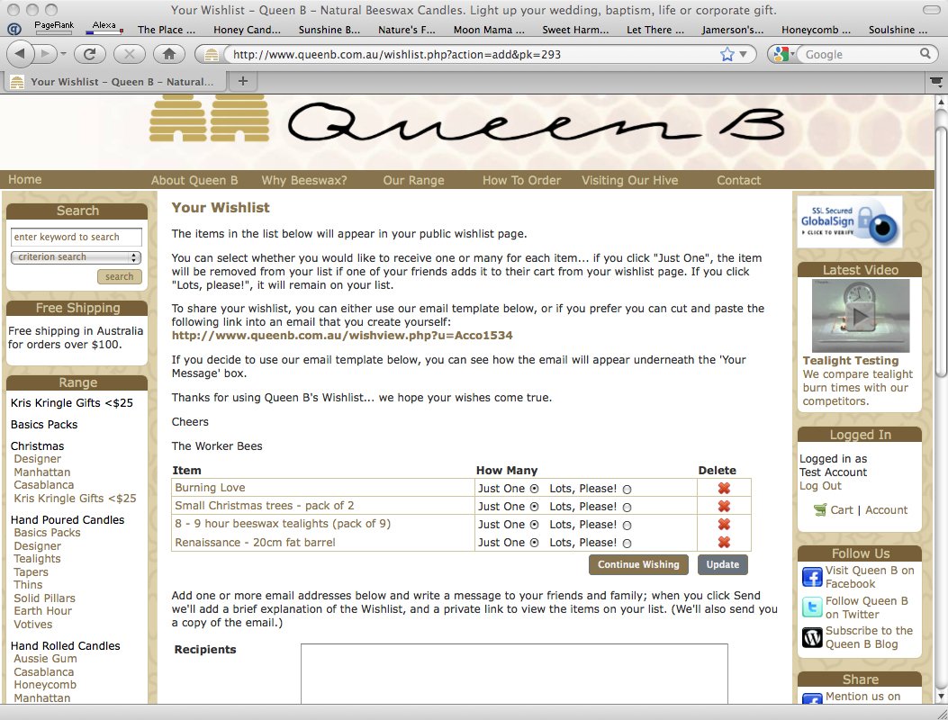 Queen B Wishlist - Solving the Problem of Unwanted Christmas Gifts